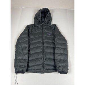 Patagonia Womens L Black Down Sweater Hoody Quilted Puffer Jacket Full Zip
